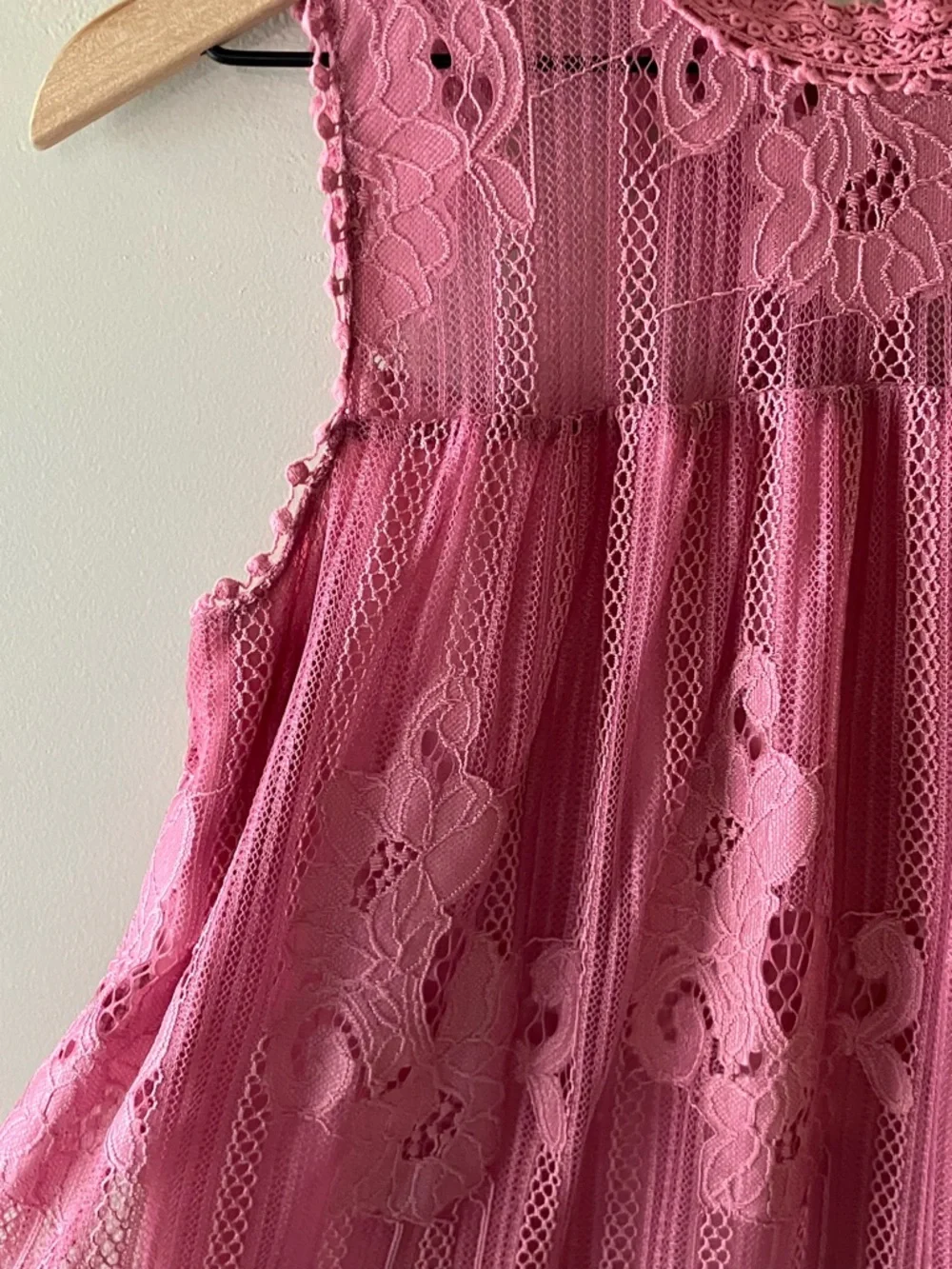 XHILARATION Pink High Neck Lace Tunic